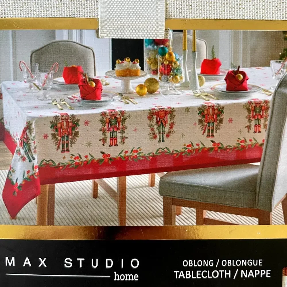 Max Studio Christmas Nutcracker 60x120 Holiday Tablecloth New